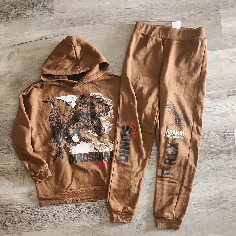 Brown Dinosaur Hoodie and Joggers Set